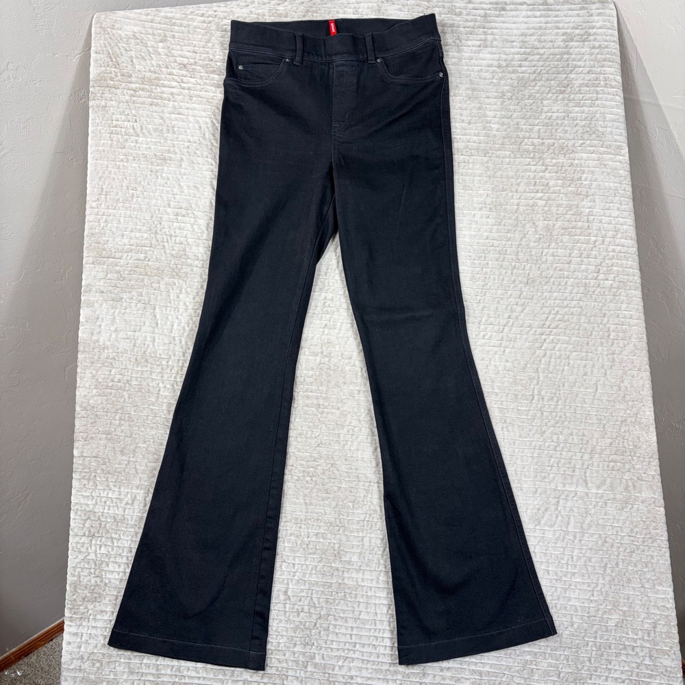 Spanx Flare Jeans Midnight Black High‎ Rise Pull On Stretch Denim 20326R Medium